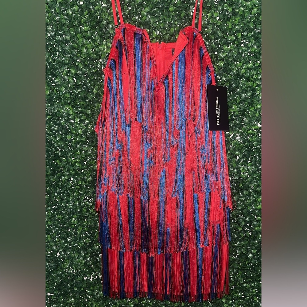 PrettyLittleThing Red and Blue Dress